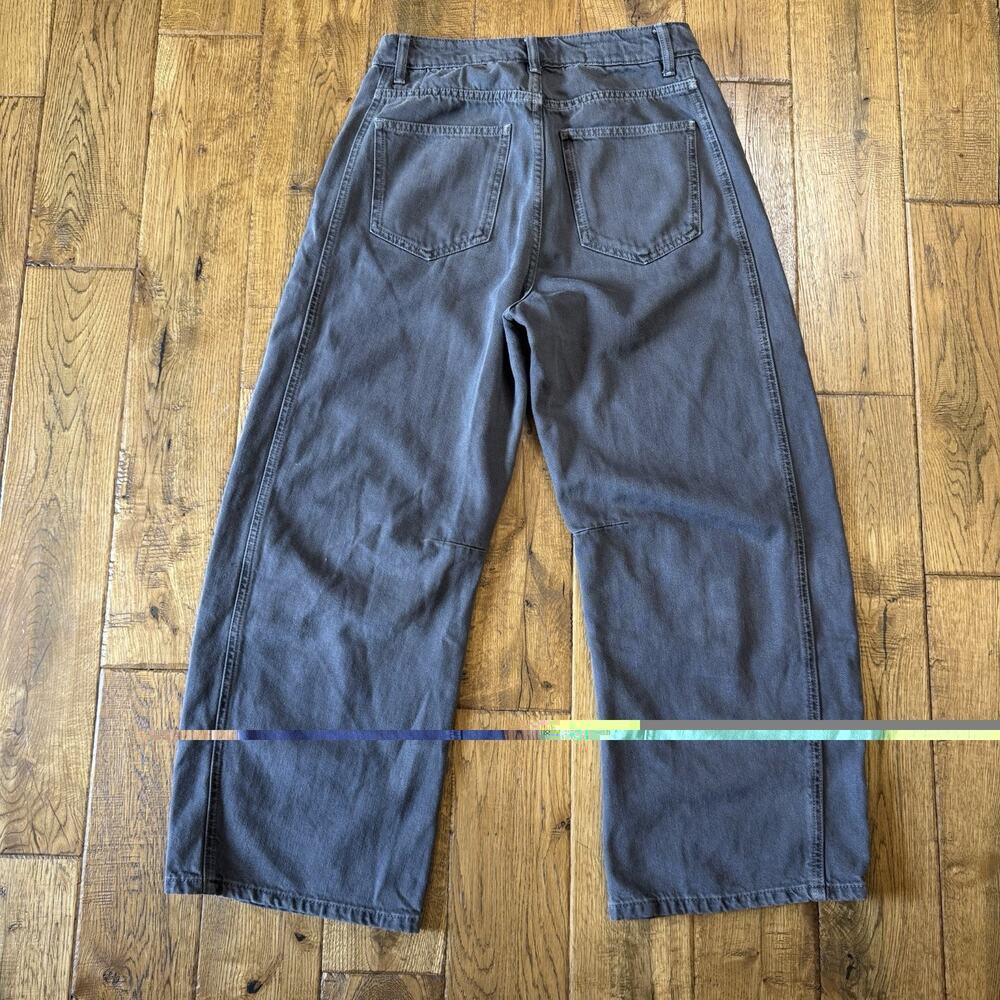 Zara Barrel Ankle Jeans Womens Sz 2 Wide Leg Grey Denim Cotton Boho Grunge - Picture 6 of 7
